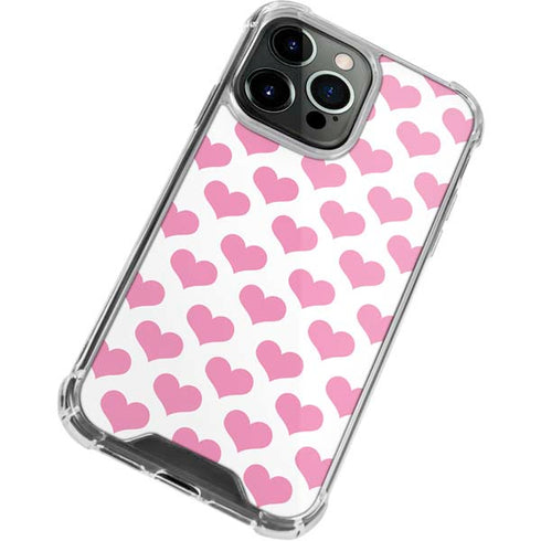 Plush Pink Hearts iPhone 13 Pro Max Clear Case