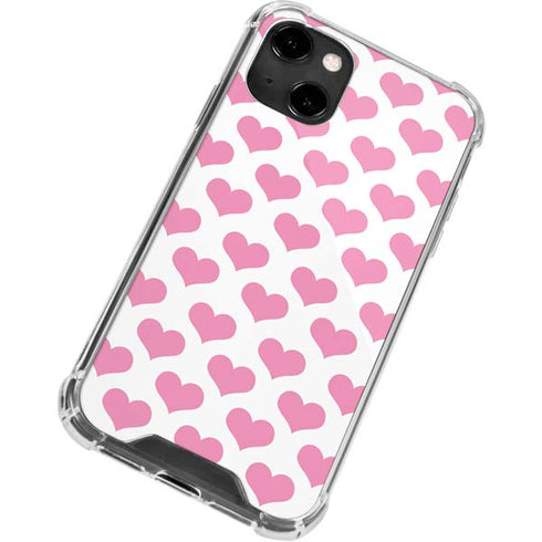 Plush Pink Hearts iPhone 14 Clear Case