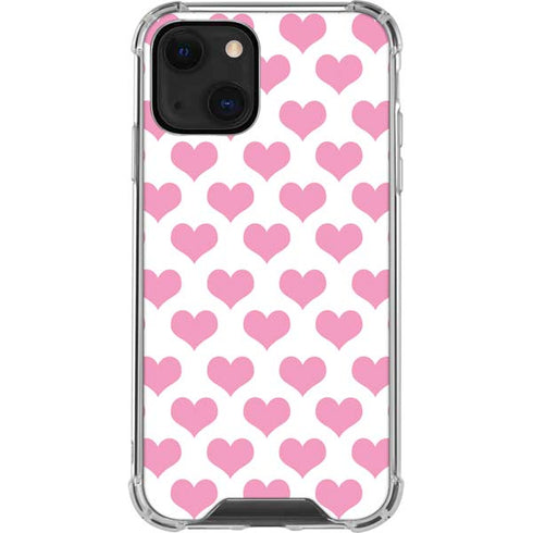 Plush Pink Hearts iPhone 14 Plus Clear Case