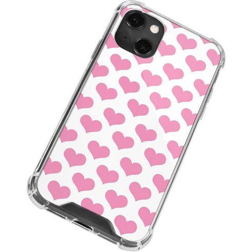 Plush Pink Hearts iPhone 14 Plus Clear Case