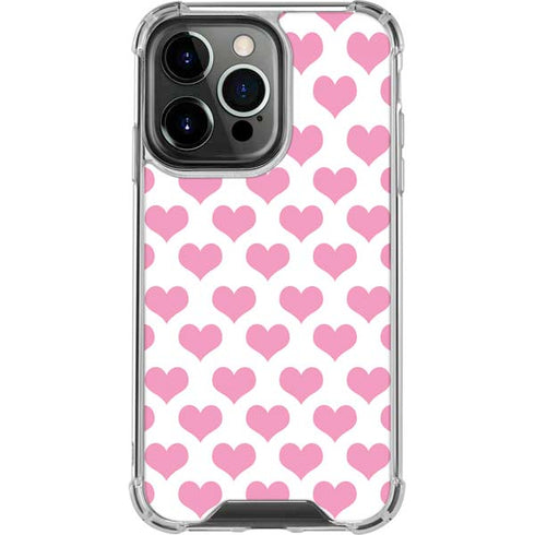Plush Pink Hearts iPhone 15 Pro Clear Case