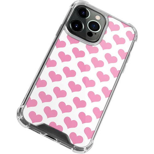 Plush Pink Hearts iPhone 14 Pro Clear Case