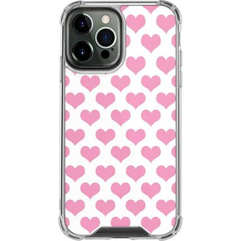 Plush Pink Hearts iPhone 14 Pro Max Clear Case