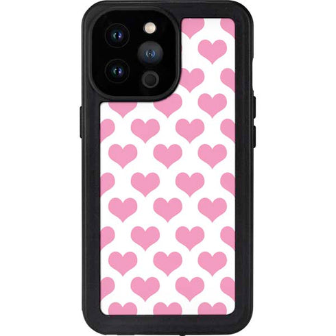 Plush Pink Hearts iPhone 14 Pro Max Waterproof Case