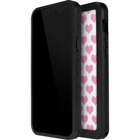 Plush Pink Hearts iPhone 14 Pro Max Waterproof Case