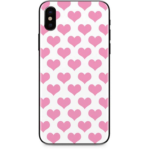 Plush Pink Hearts iPhone X Skin