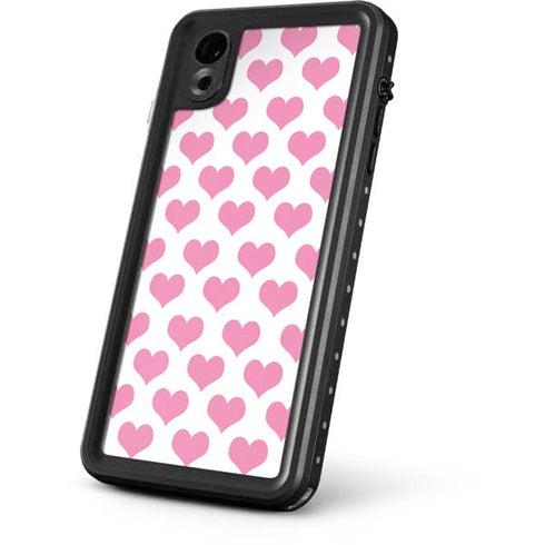 Plush Pink Hearts iPhone XR Waterproof Case