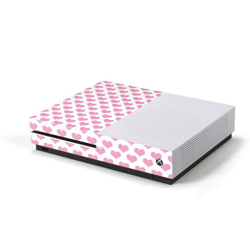 Plush Pink Hearts Xbox One S Console Skin