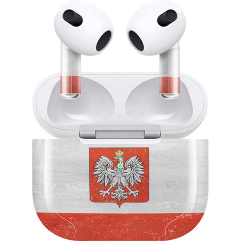 Poland Flag Distressed Apple AirPods (3rd Gen 2021) Skin