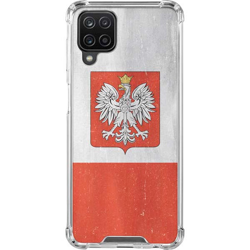 Poland Flag Distressed Galaxy A12 Clear Case