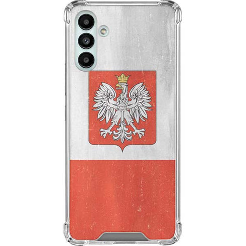 Poland Flag Distressed Galaxy A13 5G Clear Case