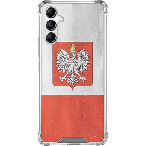 Poland Flag Distressed Galaxy A14 5G Clear Case