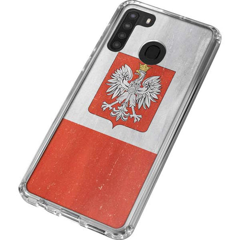 Poland Flag Distressed Galaxy A21 Clear Case