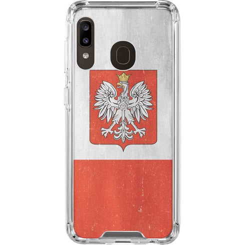 Poland Flag Distressed Galaxy A30 Clear Case