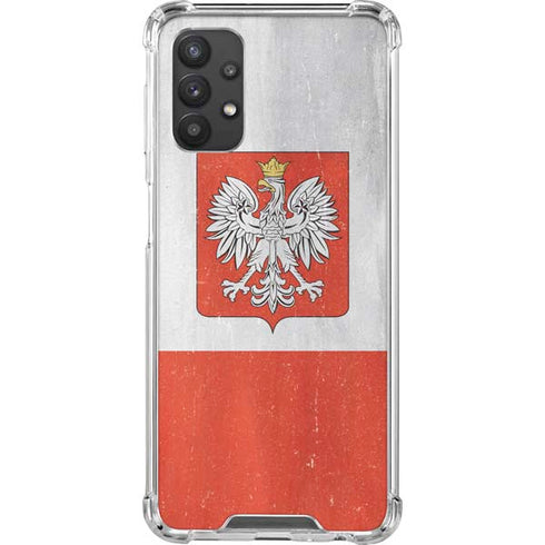 Poland Flag Distressed Galaxy A32 5G Clear Case