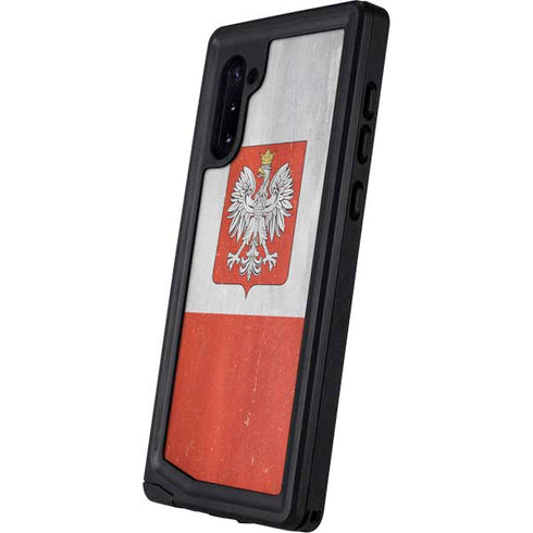 Poland Flag Distressed Galaxy Note 10 Waterproof Case