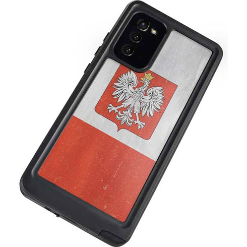 Poland Flag Distressed Galaxy Note20 5G Waterproof Case