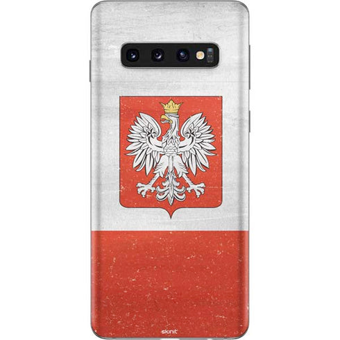 Poland Flag Distressed Galaxy S10 Skin
