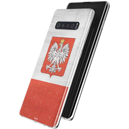 Poland Flag Distressed Galaxy S10 Skin