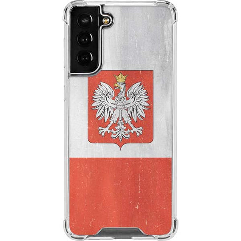 Poland Flag Distressed Galaxy S21 FE Clear Case