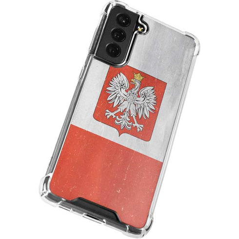 Poland Flag Distressed Galaxy S21 FE Clear Case