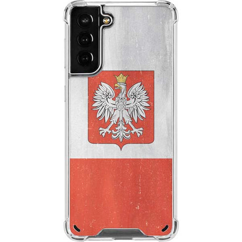 Poland Flag Distressed Galaxy S21 Plus 5G Clear Case