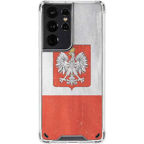 Poland Flag Distressed Galaxy S21 Ultra 5G Clear Case