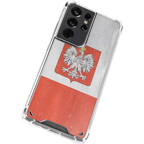 Poland Flag Distressed Galaxy S21 Ultra 5G Clear Case
