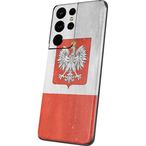 Poland Flag Distressed Galaxy S21 Ultra 5G Skin