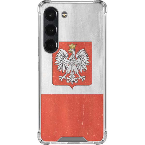 Poland Flag Distressed Galaxy S23 Clear Case