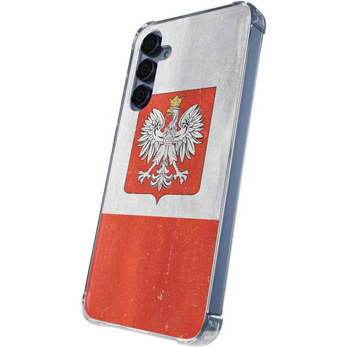 Poland Flag Distressed Galaxy S24 Clear Case