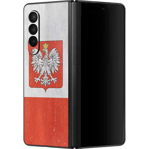 Poland Flag Distressed Galaxy Z Fold3 5G Skin