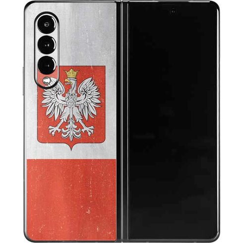 Poland Flag Distressed Galaxy Z Fold3 5G Skin