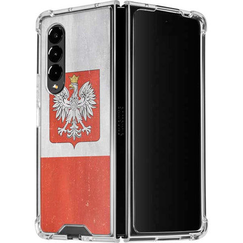 Poland Flag Distressed Galaxy Z Fold4 5G Clear Case