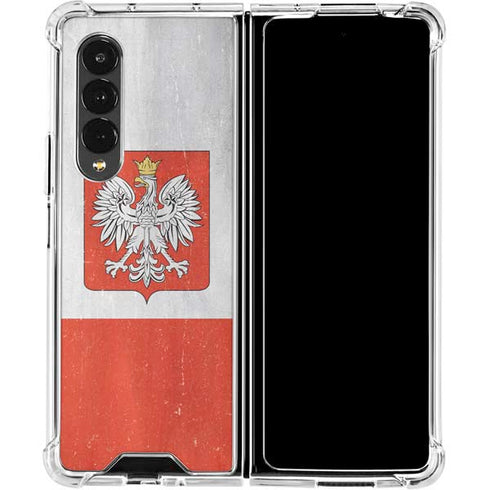 Poland Flag Distressed Galaxy Z Fold4 5G Clear Case