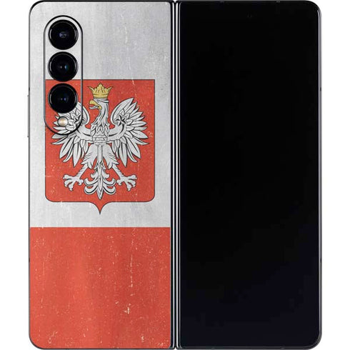 Poland Flag Distressed Galaxy Z Fold4 5G Skin