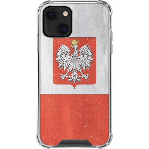 Poland Flag Distressed iPhone 15 Plus Clear Case