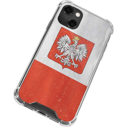Poland Flag Distressed iPhone 15 Plus Clear Case