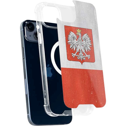 Poland Flag Distressed iPhone 15 Plus MagSafe Case