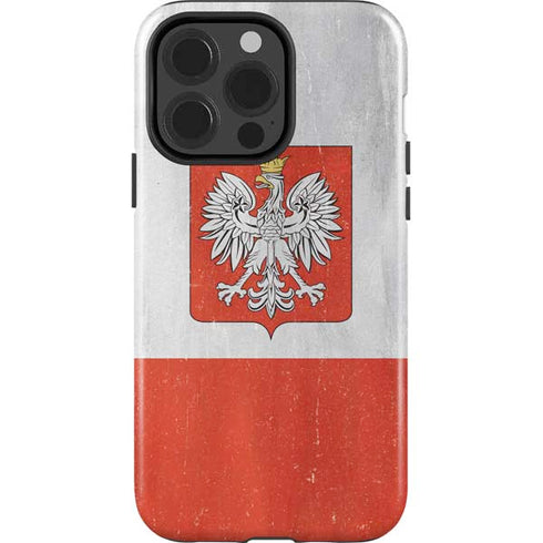 Poland Flag Distressed iPhone 15 Pro Impact Case
