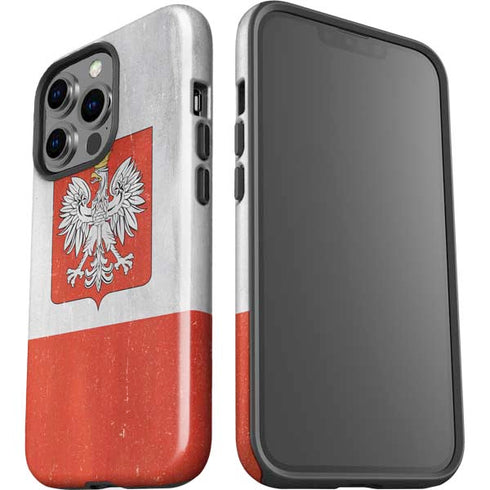 Poland Flag Distressed iPhone 15 Pro Impact Case