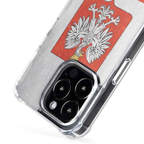 Poland Flag Distressed iPhone 15 Pro MagSafe Case
