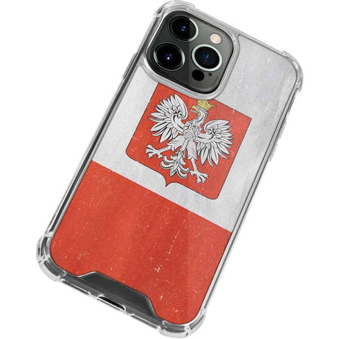 Poland Flag Distressed iPhone 14 Pro Max Clear Case