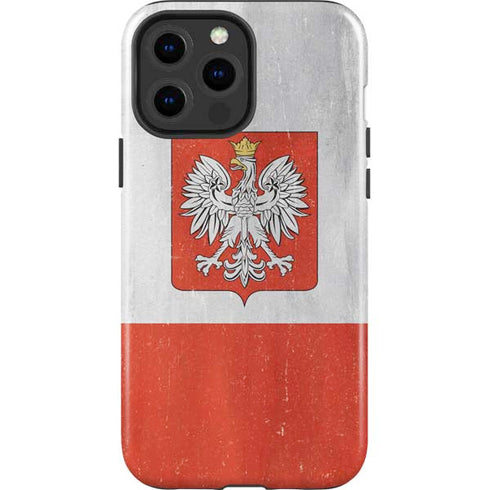 Poland Flag Distressed iPhone 15 Pro Max Impact Case