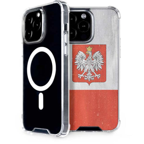Poland Flag Distressed iPhone 15 Pro Max MagSafe Case