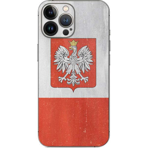 Poland Flag Distressed iPhone 14 Pro Max Skin