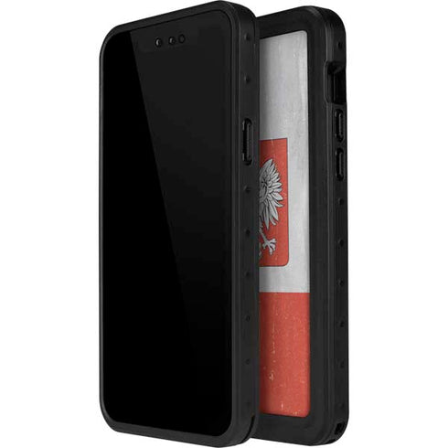 Poland Flag Distressed iPhone 14 Pro Max Waterproof Case