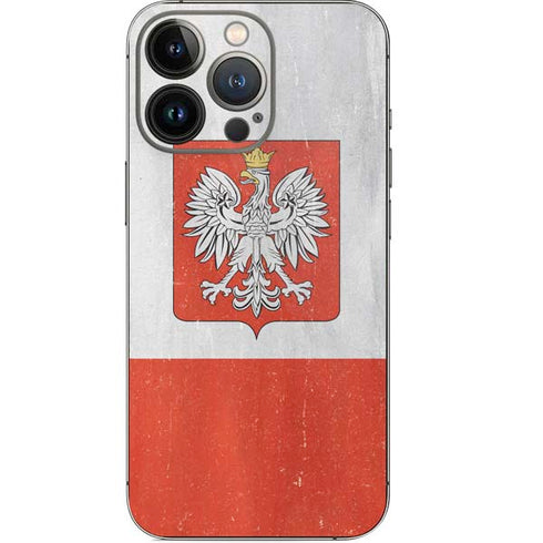 Poland Flag Distressed iPhone 15 Pro Skin