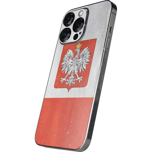 Poland Flag Distressed iPhone 14 Pro Skin