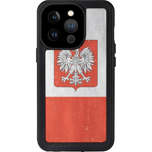 Poland Flag Distressed iPhone 14 Pro Waterproof Case